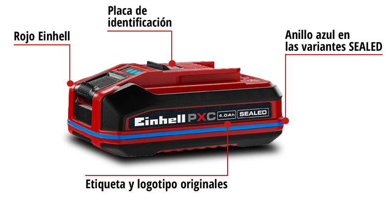 Despiece de una batería Einhell Power X-Change con descripciones