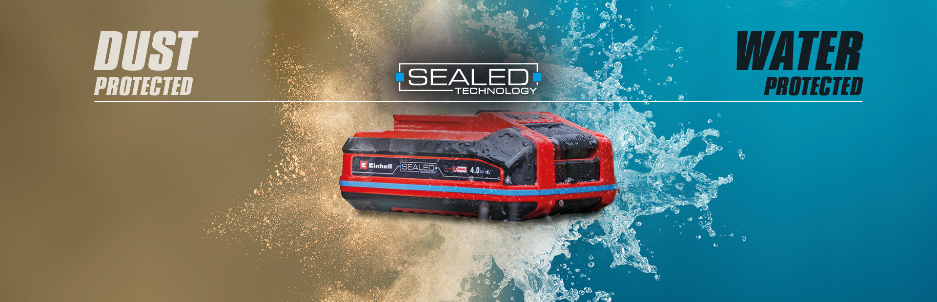 Header image of the sealed battery between dust and water.